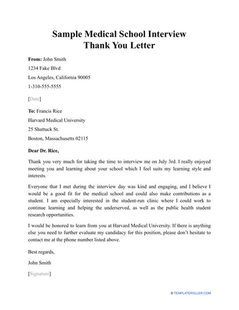 Thank You Note for Medical School Interview: A Guide to Expressing Gratitude and Making a Lasting Impression