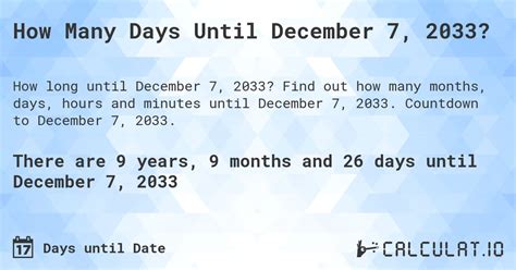 How Many Days Until December 7? Frequently Asked Questions