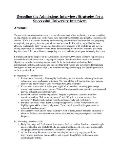 How Much is the Interview Worth in Med School Admissions? Strategies for a Successful Interview Conclusion