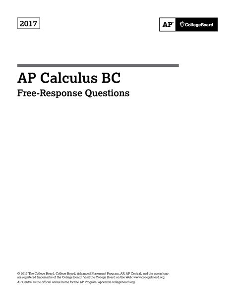 2017 AP Calc BC FRQ: A Comprehensive Guide