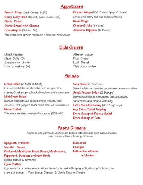 ABC Pizza Land O’ Lakes FL Menu
