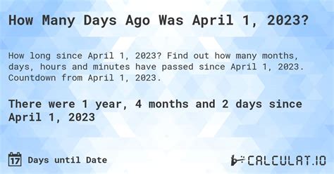 How Long Until April 1?