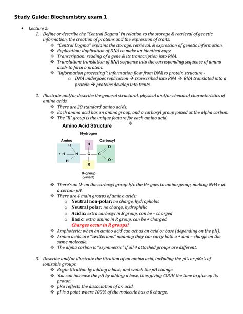 Biochemistry Exam 1: A Comprehensive Guide to Ace Your Test